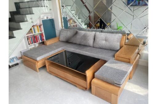 Sofa góc gỗ sồi nga giá tốt